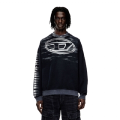 Diesel Men Cotton sweatshirt with Oval D print Dark Blue A186540AGCB