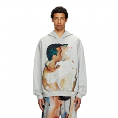Diesel Men Hoodie with graphic print Grey P015560SPBE