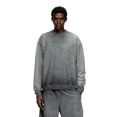 Diesel Men Faded sweatshirt with devoré Phoenix logo Grey A192890IKBV