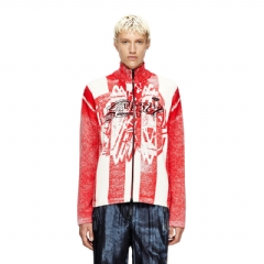 Diesel Men Inside-print striped zipped cardigan Red/White A194690NKCJ