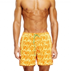 Diesel Men Swim shorts with all-over logo print Yellow A205260EGDN