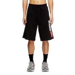 Diesel Men Fleece shorts with maxi logo patch Black A200270GEAD