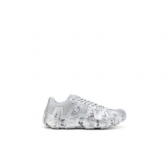 Diesel Men S-D-Griffe-Metallic sneakers in mesh and PU Silver Y03642P5138