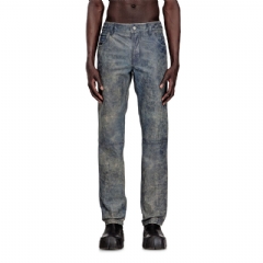 Diesel Men Jean-cut leather pants 81E A218560QMBW