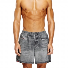 Diesel Men Swim shorts with denim trompe l'oeil print Grey A205350GSBC