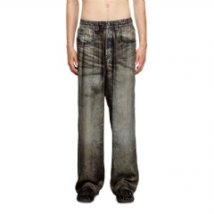 Diesel Men Elasticated pants in denim-look viscose Black A186200LKCT
