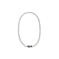 Diesel Men Two-tone stainless steel chain necklace Silver/Black DX163600DJW