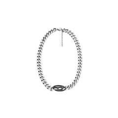 Diesel Men Two-tone stainless steel chain necklace Silver/Black DX163500DJW