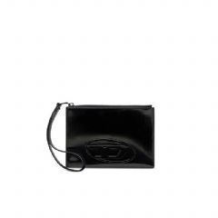 Diesel Men Zipped pouch in mirror leather Black X10273PS202