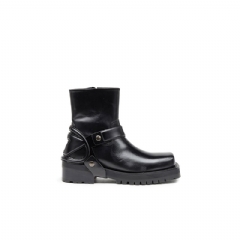 Diesel Men D-Texan-Harness boots in polished leather Black Y03433PR030
