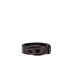 Diesel Men 3.9cm leather belt with metallic Oval D buckle Black X08516P8139