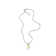 Diesel Men Two-Tone Stainless Steel Pendant Necklace Silver DX142100DJW