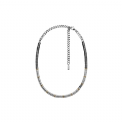 Diesel Men Hematite Beaded Necklace Silver/Gold DX157500DJW