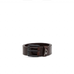 Diesel Men 3.5cm shiny leather belt with logo loop Brown X09396P1506