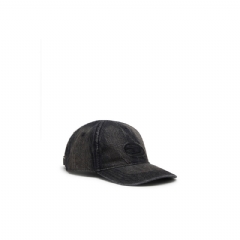 Diesel Men Denim cap with frayed details and embroidered logo Black Jeans A215410IHCB