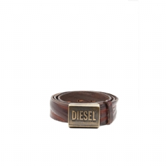 Diesel Men Leather belt 4 cm with logo plaque Brown X10434PS201