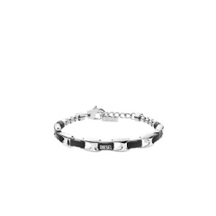 Diesel Men Two-tone stainless steel chain bracelet Silver/Black DX163400DJW