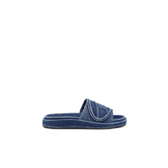 Diesel Men Sa-Slide D-Denim slides with embossed strap Blue Y03356P4155