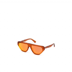 Diesel Men Geometric pilot wrap around frame in acetate with extended lenses Orange DM032200LEN
