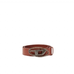 Diesel Men 3.9cm leather belt with D buckle Brown X08516PR666
