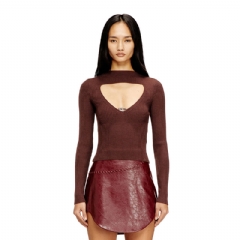 Diesel Women Ribbed wool jumper with cut-out Brown A189040PLBF