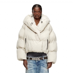 Diesel Women Wrap puffer in bi-stretch nylon Beige A211060QMBB