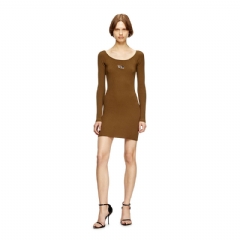 Diesel Women Off-the-shoulder dress in ribbed knit Brown A141880DLAX