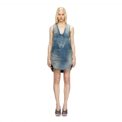Diesel Women Short dress in marbled denim Medium blue A1903109M96