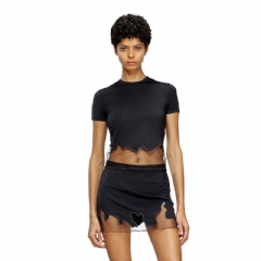 Diesel Women Nylon T-shirt with tulle insert Black A196100NKCV