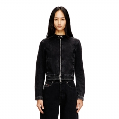 Diesel Women Moto jacket in denim in clean-wash denim Black A1343409P09
