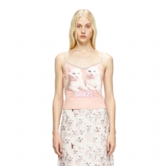 Diesel Women Cotton top with thin straps Pink A196150HQAH