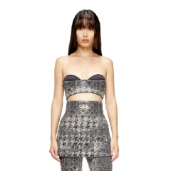 Diesel Women Basque in Prince of Wales jacquard denim Black/White A216700CEBN