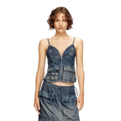 Diesel Women Top in gradient fluid denim Dark Blue A18322068TD