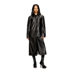 Diesel Women Long padded leather coat Black A187850LHBG