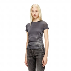 Diesel Women Jersey top with drawstring sides Grey A193920JLBU