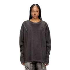 Diesel Women Long-sleeve T-shirt with faded effect Dark grey P015800SPCJ