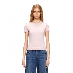 Diesel Women Slim-fit T-shirt with metallic Oval D Pink A199170AHQH