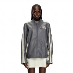 Diesel Women Biker jacket in perforated leather Grey A166810AKBA