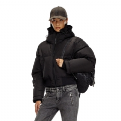 Diesel Women Hooded down jacket in crinkled nylon A153560GHBZ