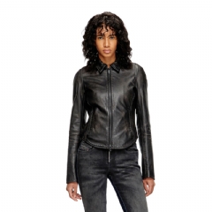 Diesel Women Distressed leather jacket Black A195960ILBS