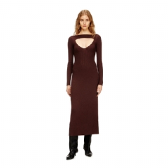 Diesel Women Midi wool dress with inlay Burgundy A189050PLBF
