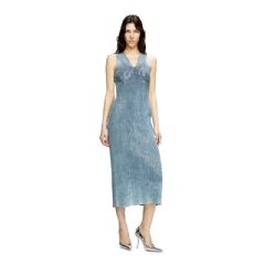 Diesel Women Denim-yarn midi dress with shiny effect Light Blue A189020NKCL