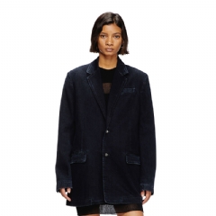 Diesel Women Blazer in lightly treated denim Dark Blue A1702709L54