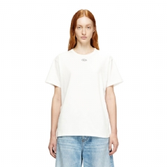 Diesel Women Cotton T-shirt with metallic Oval D White A203990JMBB