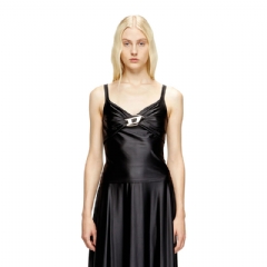 Diesel Women Nylon jersey top with ruching Black A184290PKAT