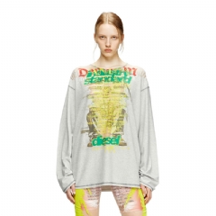 Diesel Women Long-sleeve T-shirt with lyrics print Grey A197330JLBR