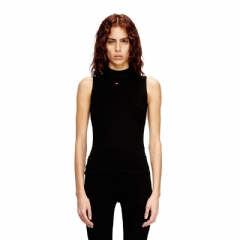 Diesel Women Ribbed tank top with mock neck Black A103970BLAN