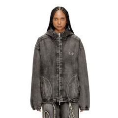 Diesel Women Hooded jacket in faded denim Black P015820BEBT