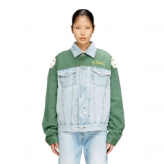 Diesel Women Denim jacket with cotton insert Green/Blue P016540SPCZ