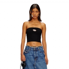 Diesel Women Tube top with logo plaque Black A130190DLAX